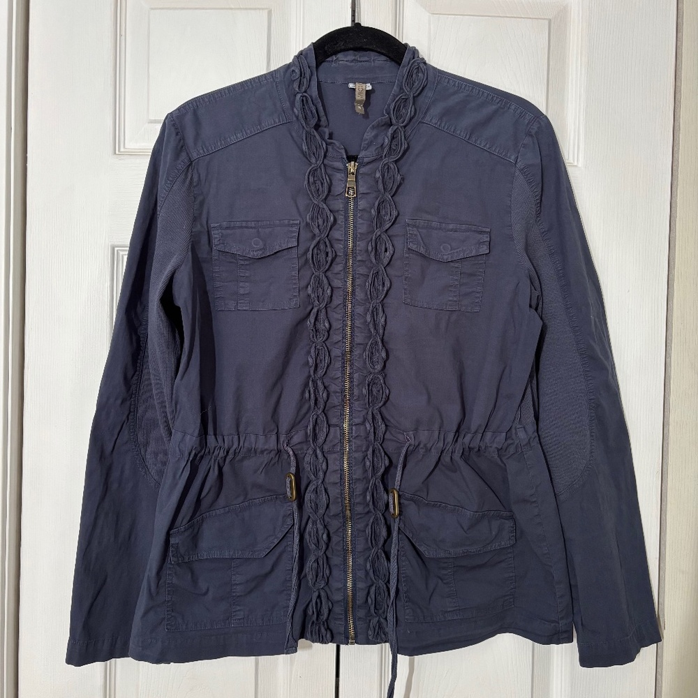 XCVI Navy Blue Drawstring Waist Utility Jacket Size M